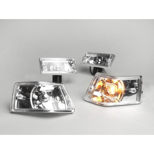 Kit frecce -BGM ORIGINAL kit da 4- Vespa PX80, PX125, PX150, PX200, T5 125cc, corpo cromato - gemma liscia / lampadine cromate