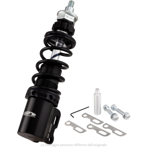 Ammortizzatore SIP PERFORMANCE 2.0 anteriore per Vespa PK 50-125 XL, corpo: nero, molla: nera, precarico molla regolabile, alluminio, l=185 mm