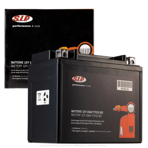 Batteria SIP YTX12-BS 12V 10AH Piaggio VESPA MOTO SCOOTER Senza Manutenzione